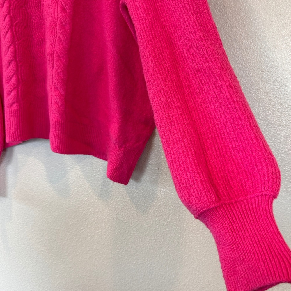 Caslon Hot Pink Cable Knit Turtleneck Oversized Sweater Women's XL - Picture 7 of 8